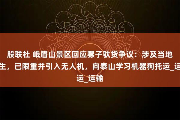 股联社 峨眉山景区回应骡子驮货争议：涉及当地民生，已限重并引入无人机，向泰山学习机器狗托运_运输