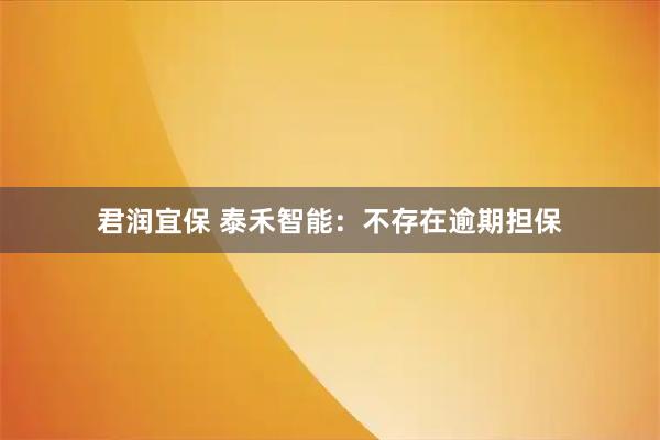 君润宜保 泰禾智能：不存在逾期担保